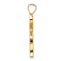 14k Polished and Textured Solid Chai Symbol Pendant