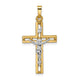 14k Two-tone Polished Solid INRI Crucifix Pendant