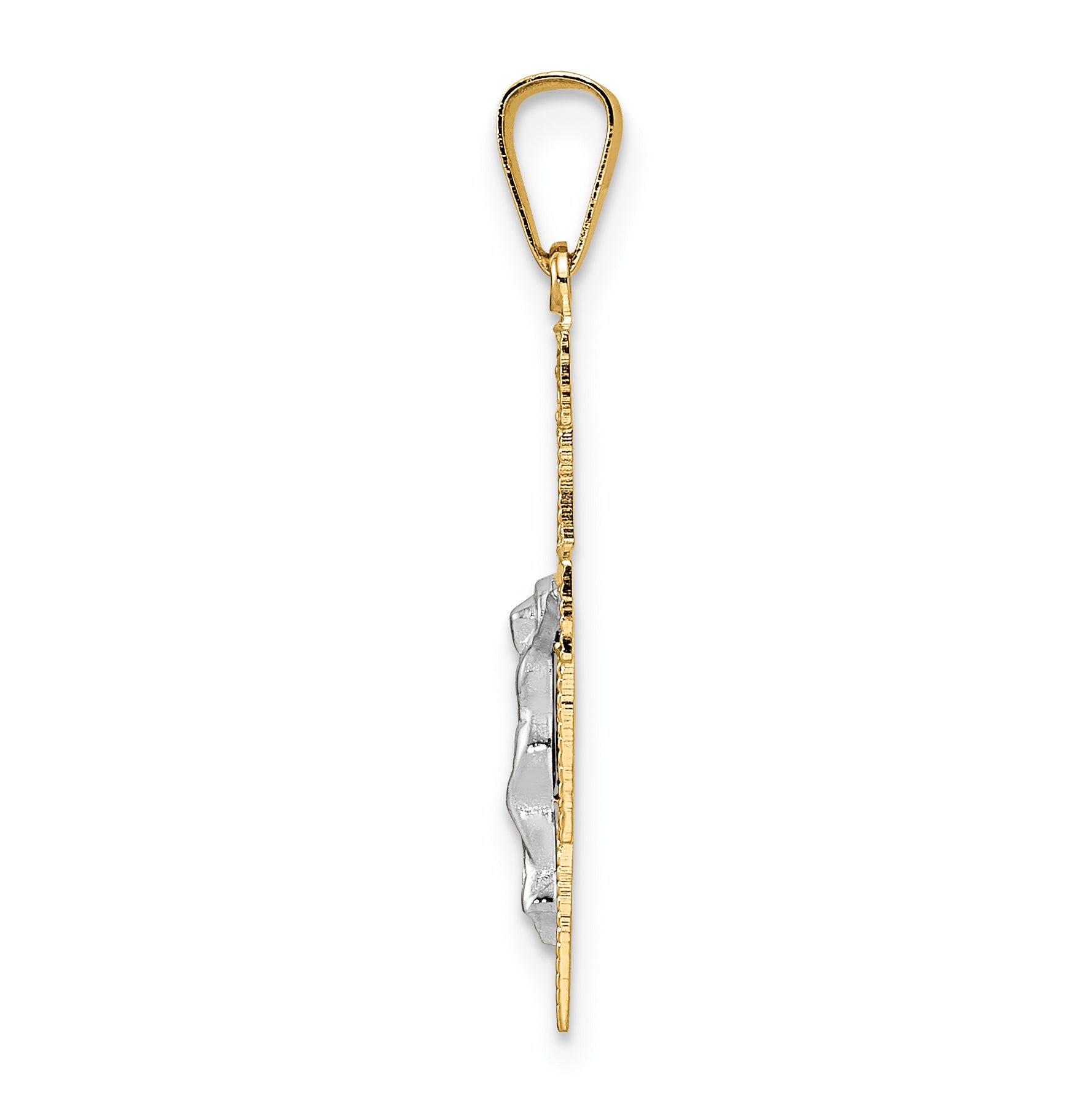 14k Two-tone Solid Crucifix Pendant