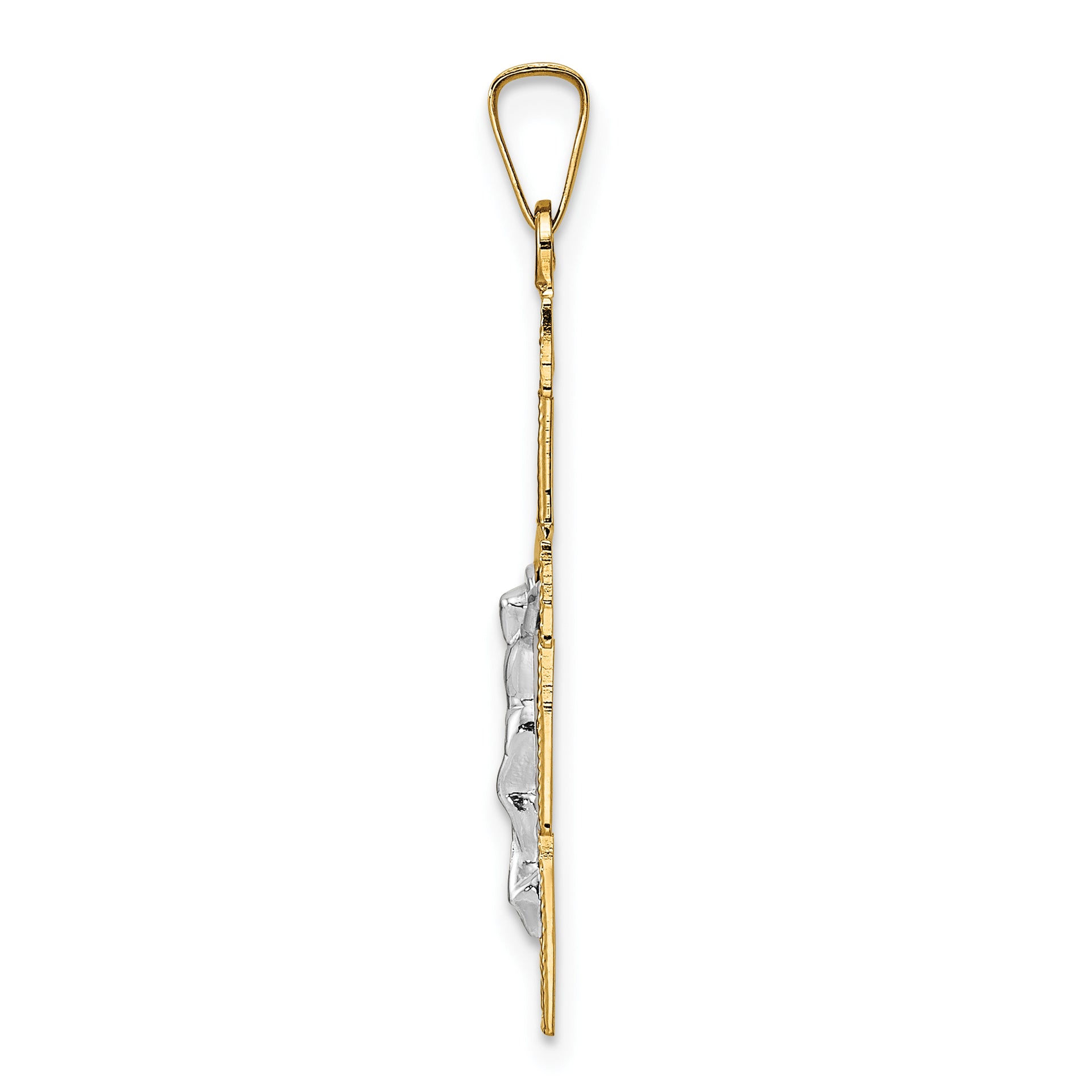 14k Two-tone Solid Crucifix Pendant