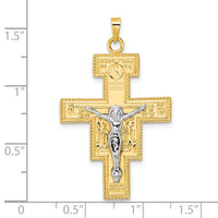 14k Two-tone Polished Fancy Solid Cross Pendant