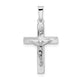 14k White Gold Polished Solid INRI Striped Crucifix Pendant