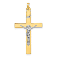 14k Two-tone Solid INRI Crucifix Pendant