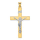 14k Two-tone Polished Solid INRI Crucifix Pendant