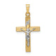 14k Two-tone Polished Solid INRI Crucifix Pendant