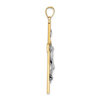 14k Two-tone Polished Solid INRI Crucifix Cross Pendant