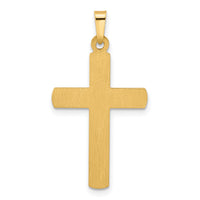 14k Two-Tone Textured and Polished Hollow Latin Cross Pendant