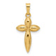 14k Polished and Beaded Hollow Edge Passion Cross Pendant