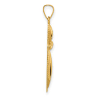 14k Polished and Beaded Hollow Edge Passion Cross Pendant