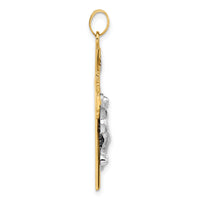 14k Two-Tone Textured Hollow INRI Crucifix Pendent