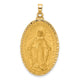 14k Satin and Polished Miraculous Medal Solid Oval Pendant