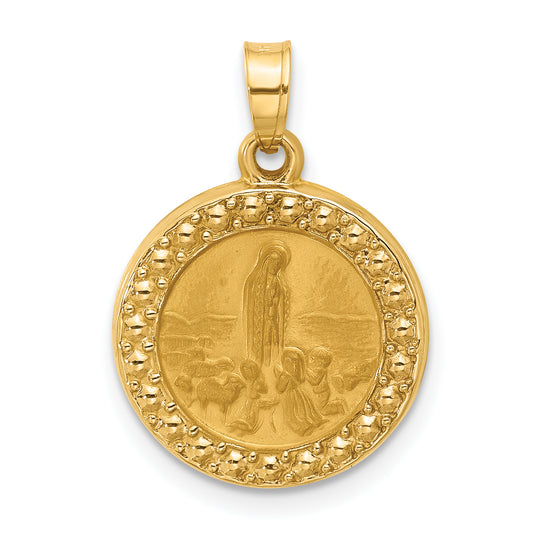 14k Satin and Polished St Anthony Medal Round Pendant