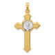 14k Two-tone Textured Hollow Budded St Benedict Cross Pendent