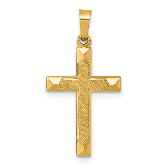 14k Polished And Textured Cross Pendant