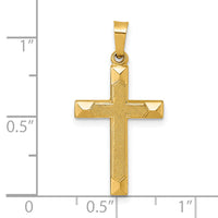 14k Polished And Textured Cross Pendant