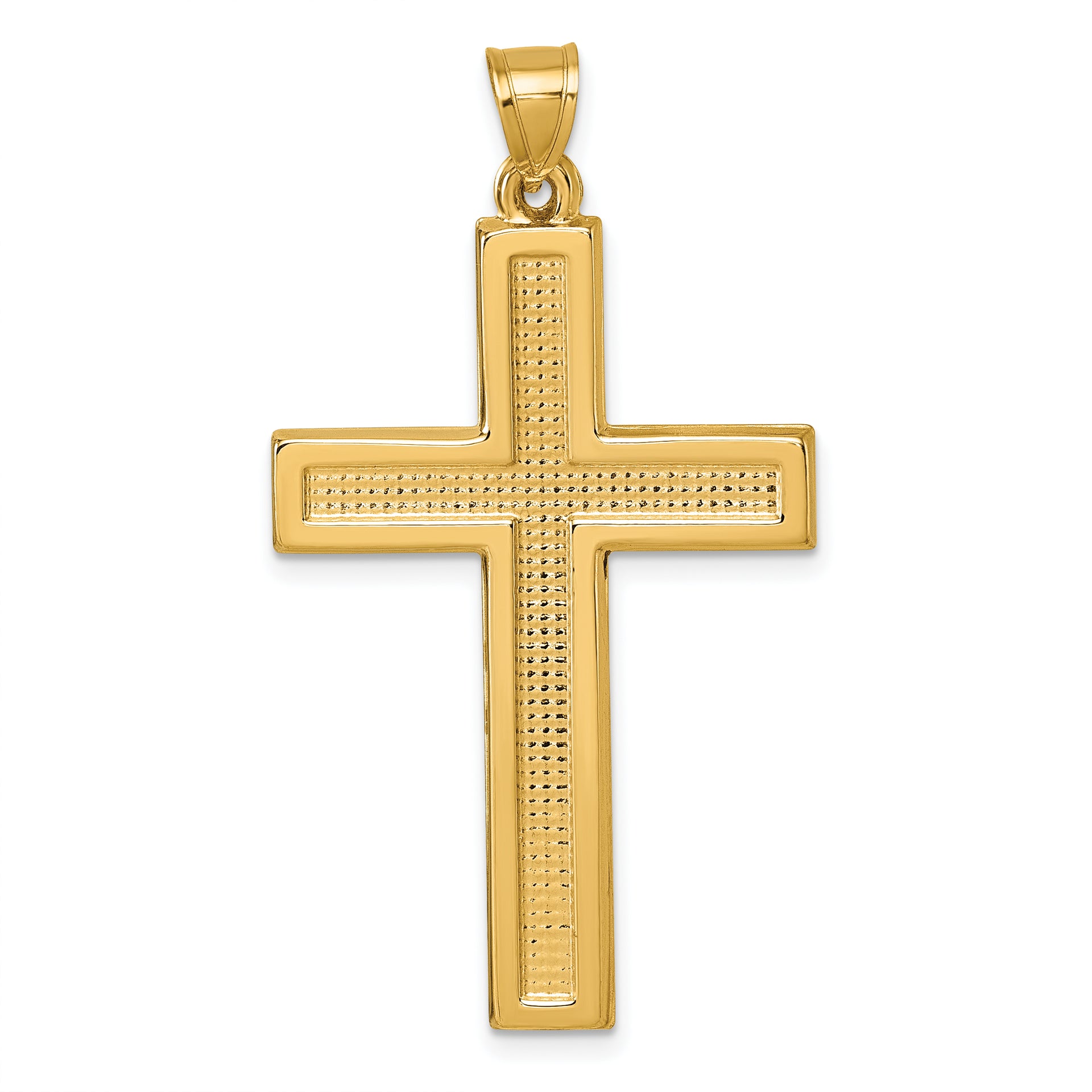 14k Polished And Textured Cross Pendant