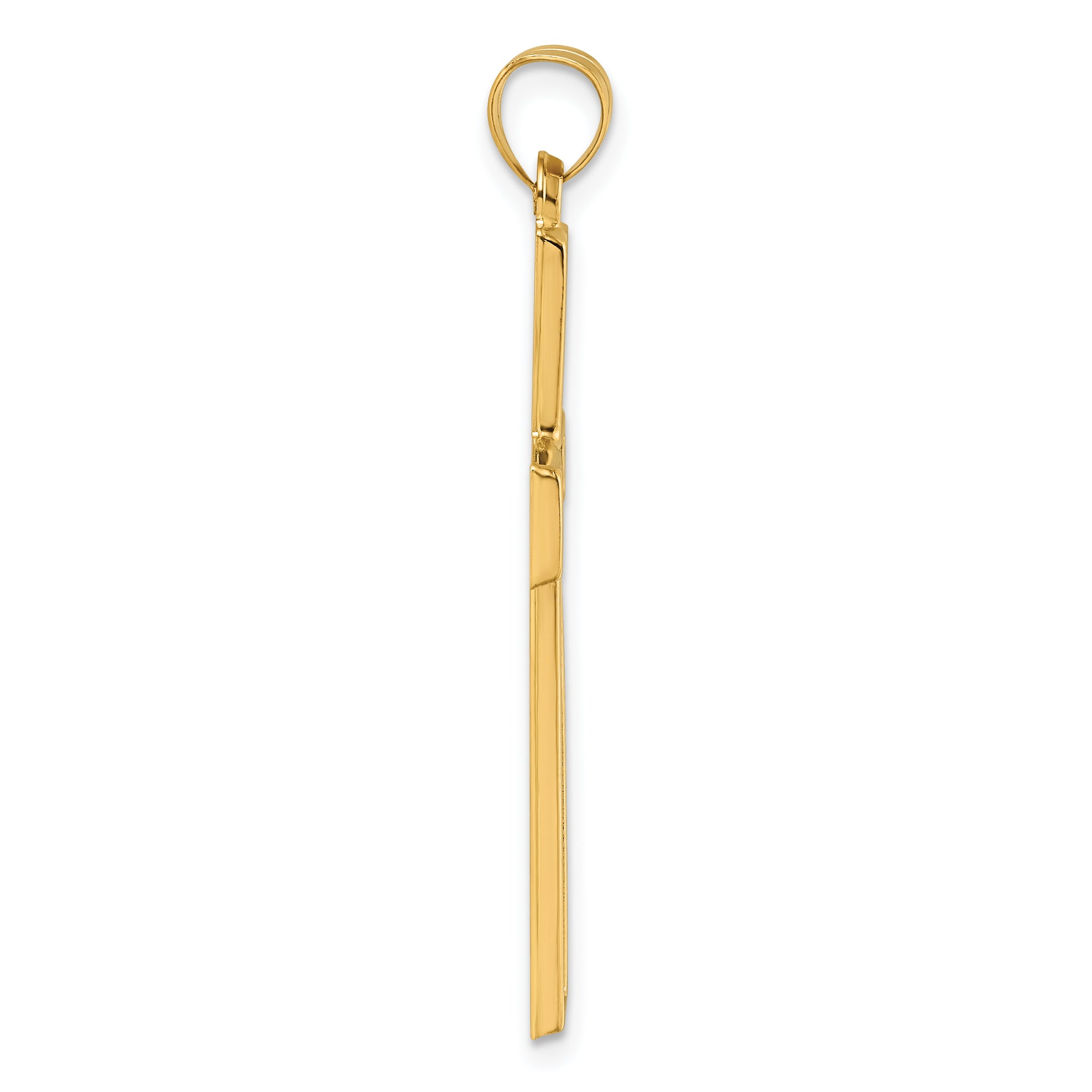 14k with White Rhodium Polished Religious Cross Pendant