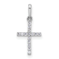 14k White Gold Polished CZ Cross Pendant