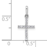 14k White Gold Polished CZ Cross Pendant