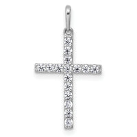 14k White Gold Polished CZ Cross Pendant