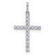 14k White Gold Polished CZ Cross Pendant