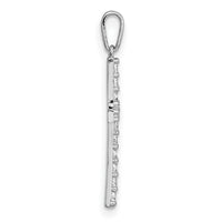 14k White Gold Polished CZ Cross Pendant