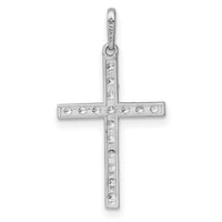 14k White Gold Polished CZ Cross Pendant