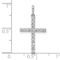 14k White Gold Polished CZ Cross Pendant