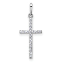 14k White Gold Polished CZ Cross Pendant