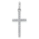 14k White Gold Polished CZ Cross Pendant