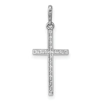 14k White Gold Polished CZ Cross Pendant