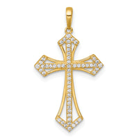 14k Polished Fancy CZ Cross Pendant