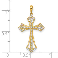 14k Polished Fancy CZ Cross Pendant