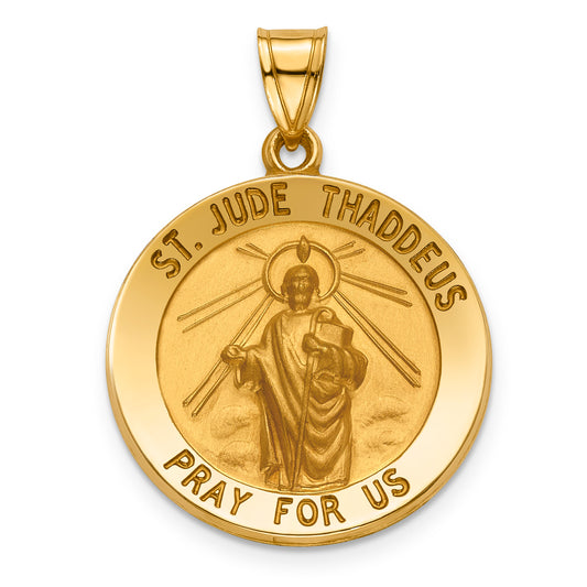 14k Saint Jude Medal Hollow Pendant