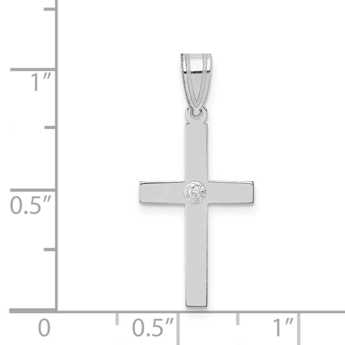 14k White Gold .01ct. Diamond Cross Pendant