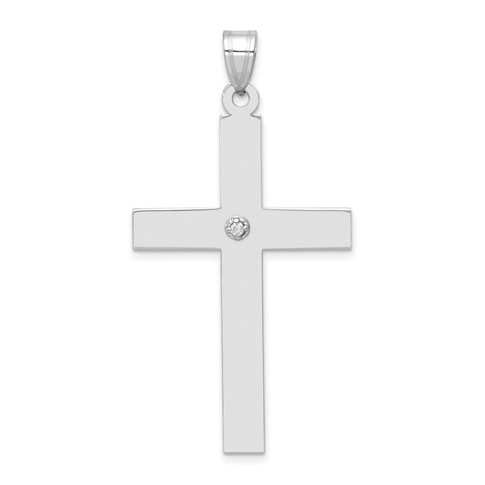 14k White Gold .03ct. Diamond Cross Pendant