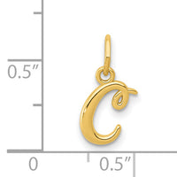 14k Yellow Gold Letter C Initial Charm
