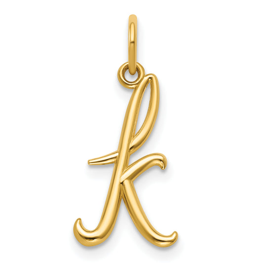 14k Yellow Gold Letter K Initial Charm