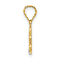 14k w/Rhodium Diamond-cut LOVE Pendant