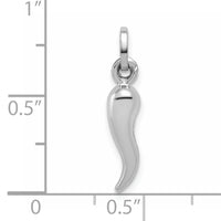 14k White Gold Hollow Italian Horn Charm