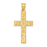 14K Laser Cut JESUS Cross Charm