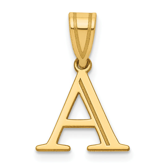 14k Polished Etched Letter A Initial Pendant