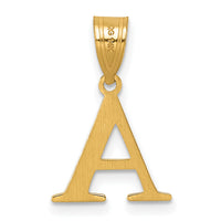 14k Polished Etched Letter A Initial Pendant