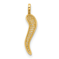 14k Polished CZ Small Italian Horn Pendant