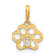 14k Polished CZ Paw Print Pendant