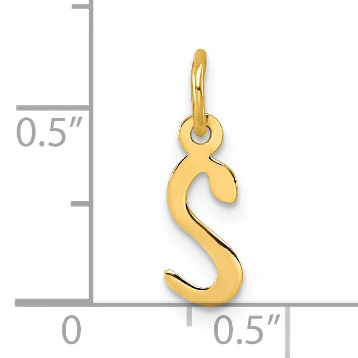 14k Small Slanted Block Letter S Initial Charm